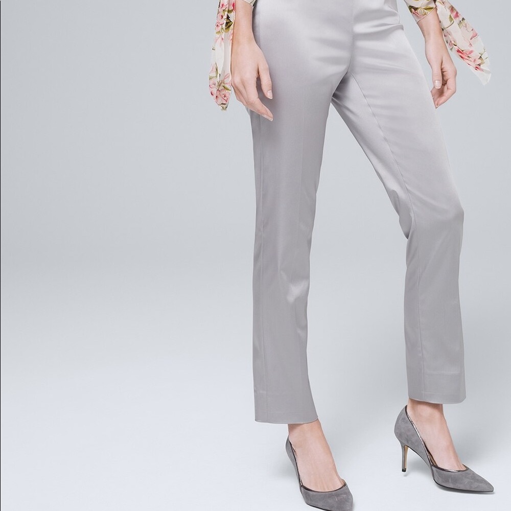 SATIN STRAIGHT ANKLE DRESS PANTS